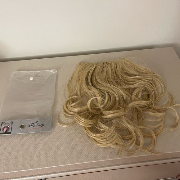 14” straight wavy clip wig blonde hair extensions for women - Picture 7 of 11